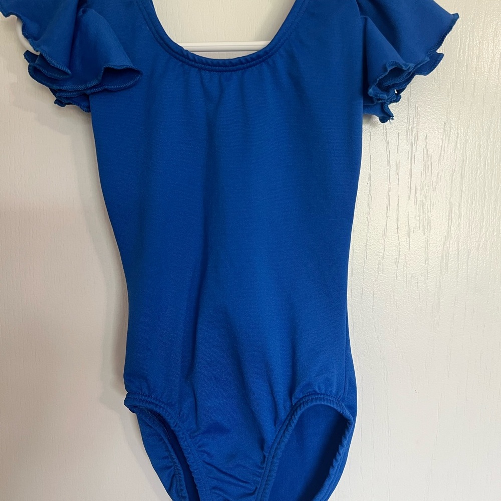 Blue Ruffle Sleeve Leotard
